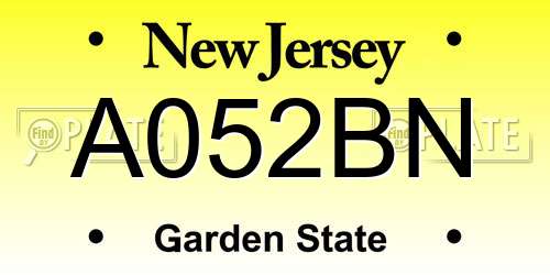 A052BN New Jersey License Plate