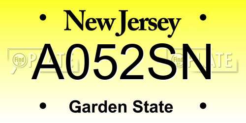 A052SN New Jersey License Plate