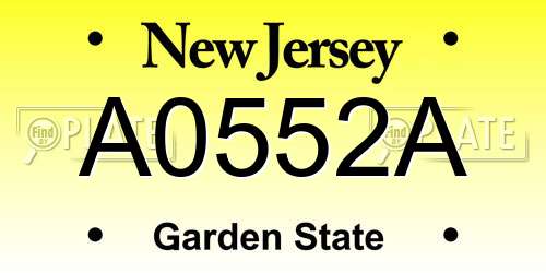 A0552A New Jersey License Plate