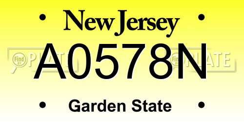A0578N New Jersey License Plate