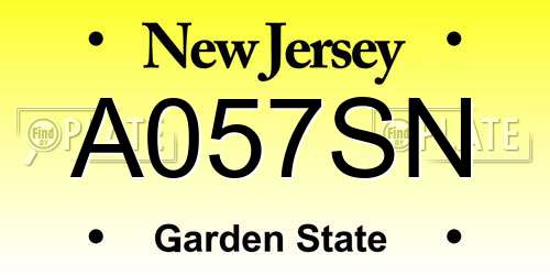 A057SN New Jersey License Plate