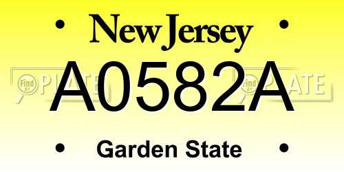 A0582A New Jersey License Plate