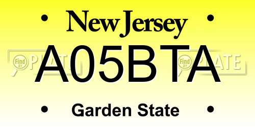 A05BTA New Jersey License Plate