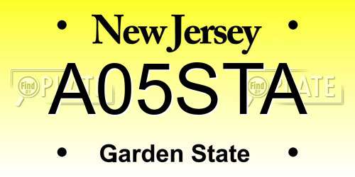 A05STA New Jersey License Plate