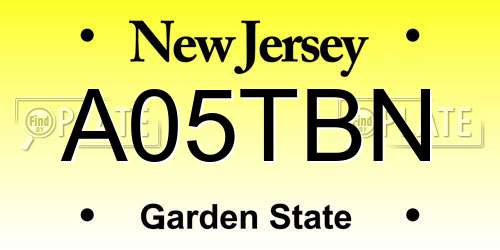 A05TBN New Jersey License Plate