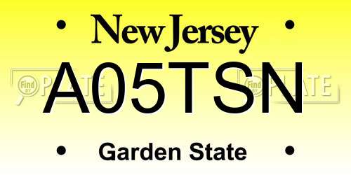 A05TSN New Jersey License Plate