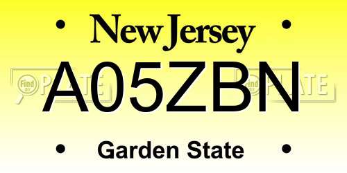 A05ZBN New Jersey License Plate