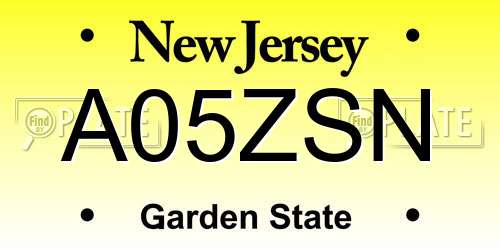 A05ZSN New Jersey License Plate