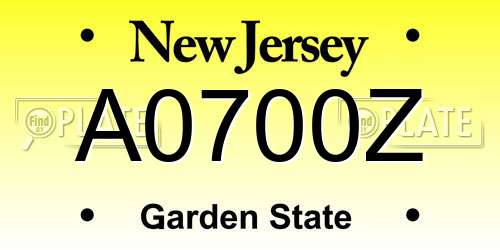A0700Z New Jersey License Plate