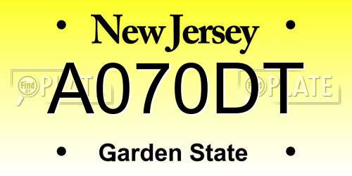 A070DT New Jersey License Plate
