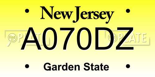 A070DZ New Jersey License Plate
