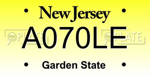 A070LE New Jersey License Plate