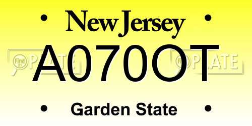 A070OT New Jersey License Plate