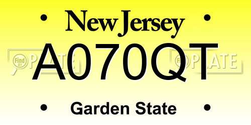 A070QT New Jersey License Plate
