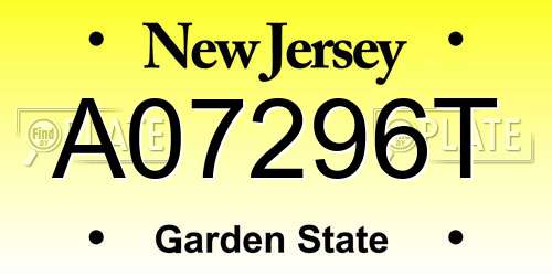 A07296T New Jersey License Plate