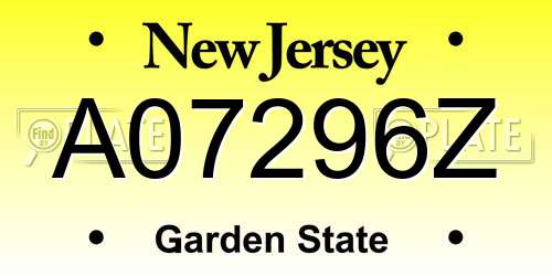 A07296Z New Jersey License Plate