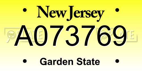 A073769 New Jersey License Plate