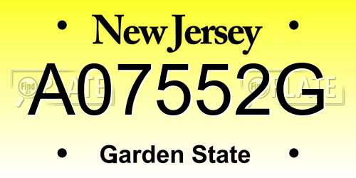 A07552G New Jersey License Plate