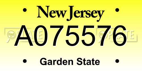 A075576 New Jersey License Plate