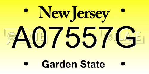 A07557G New Jersey License Plate