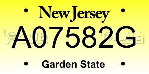 A07582G New Jersey License Plate