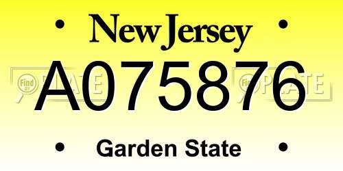 A075876 New Jersey License Plate