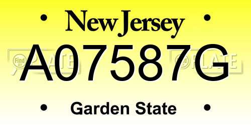 A07587G New Jersey License Plate