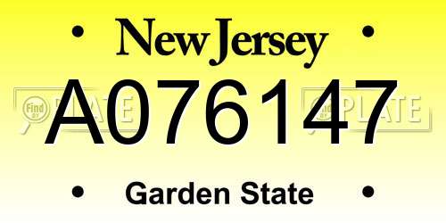 A076147 New Jersey License Plate