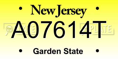 A07614T New Jersey License Plate
