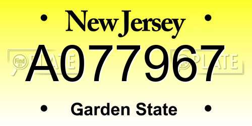 A077967 New Jersey License Plate
