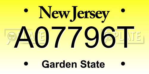 A07796T New Jersey License Plate