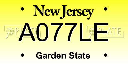 A077LE New Jersey License Plate