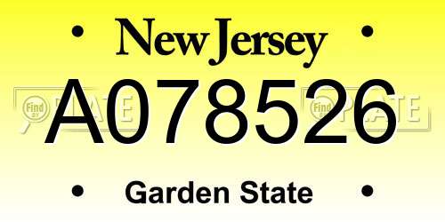 A078526 New Jersey License Plate