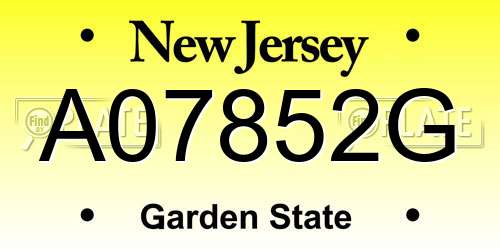 A07852G New Jersey License Plate