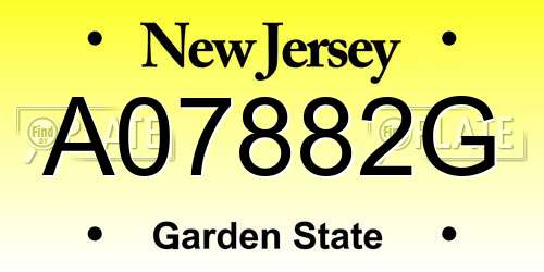 A07882G New Jersey License Plate