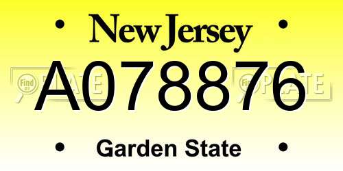 A078876 New Jersey License Plate
