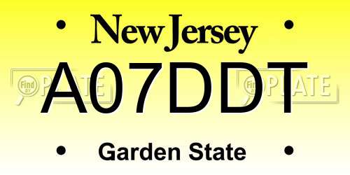 A07DDT New Jersey License Plate