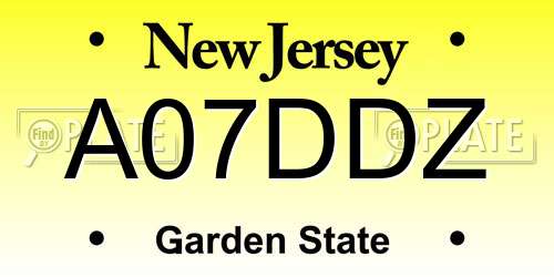 A07DDZ New Jersey License Plate