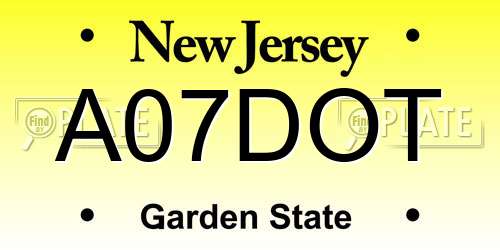 A07DOT New Jersey License Plate