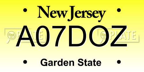 A07DOZ New Jersey License Plate