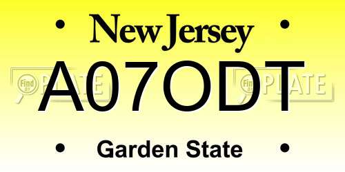 A07ODT New Jersey License Plate