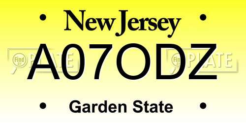 A07ODZ New Jersey License Plate