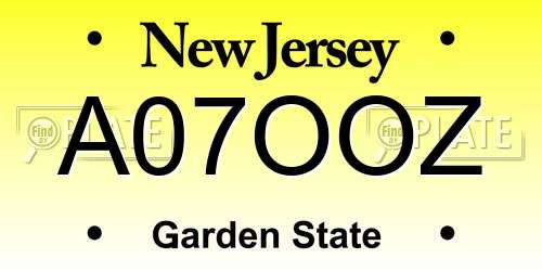 A07OOZ New Jersey License Plate