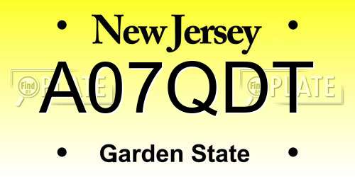 A07QDT New Jersey License Plate