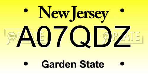A07QDZ New Jersey License Plate