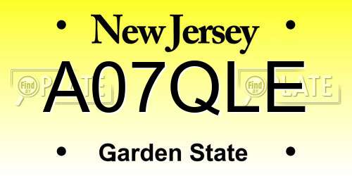 A07QLE New Jersey License Plate