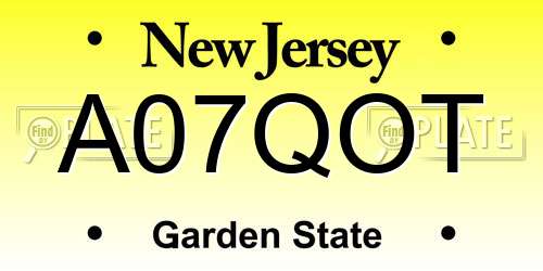 A07QOT New Jersey License Plate