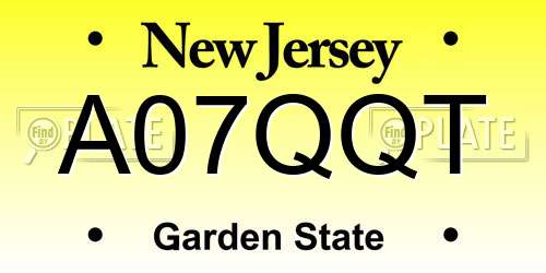 A07QQT New Jersey License Plate