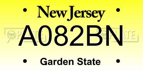 A082BN New Jersey License Plate