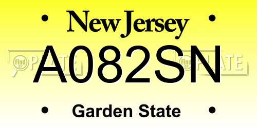 A082SN New Jersey License Plate